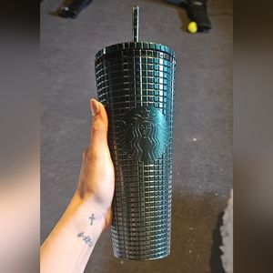 Starbucks Holiday 2021 Tumbler Venti Green Glitter Grid